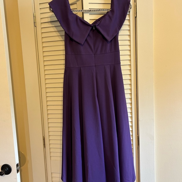 Elegant Purple Off-Shoulder Dress - Picture 3 of 7